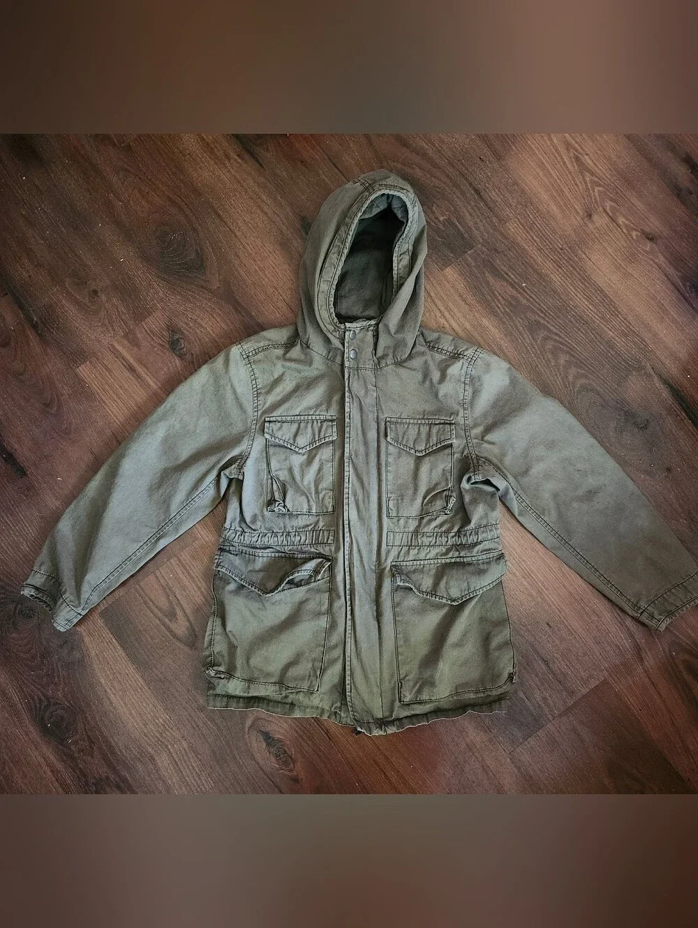 Pre-loved GAP Kids Hooded Field Jacket - Olive Green Military Style